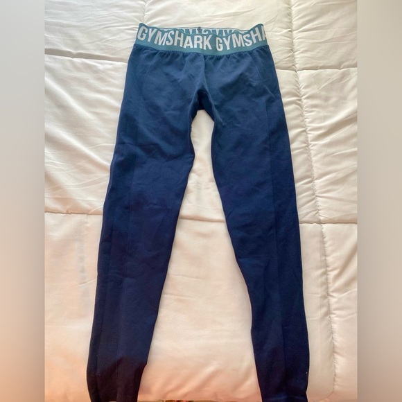 Gymshark Flex Leggings Size M Blue Stretch Yoga Ankle Athleisure Low Rise - Picture 2 of 9